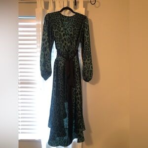 Green Leopard Print Dress